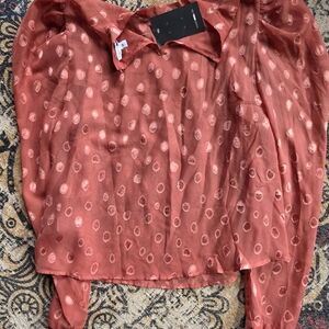 Fashion Nova Red Polka Dot Blouse